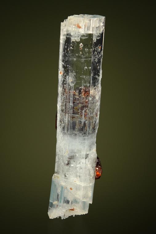 SPESSARTINE on BERYL var. Aquamarine